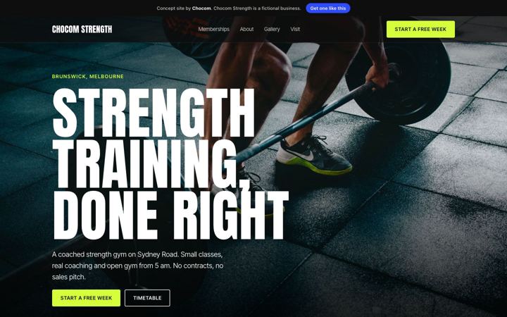 Chocom Strength, Gym