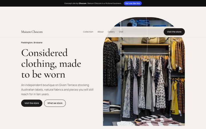 Maison Chocom, Boutique
